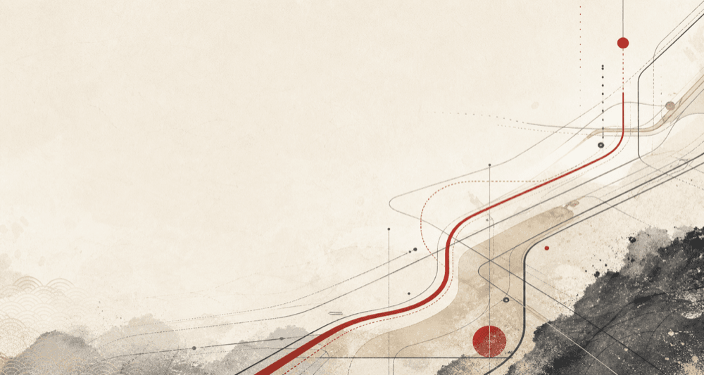 Abstract route lines inspired by journeys across Japan